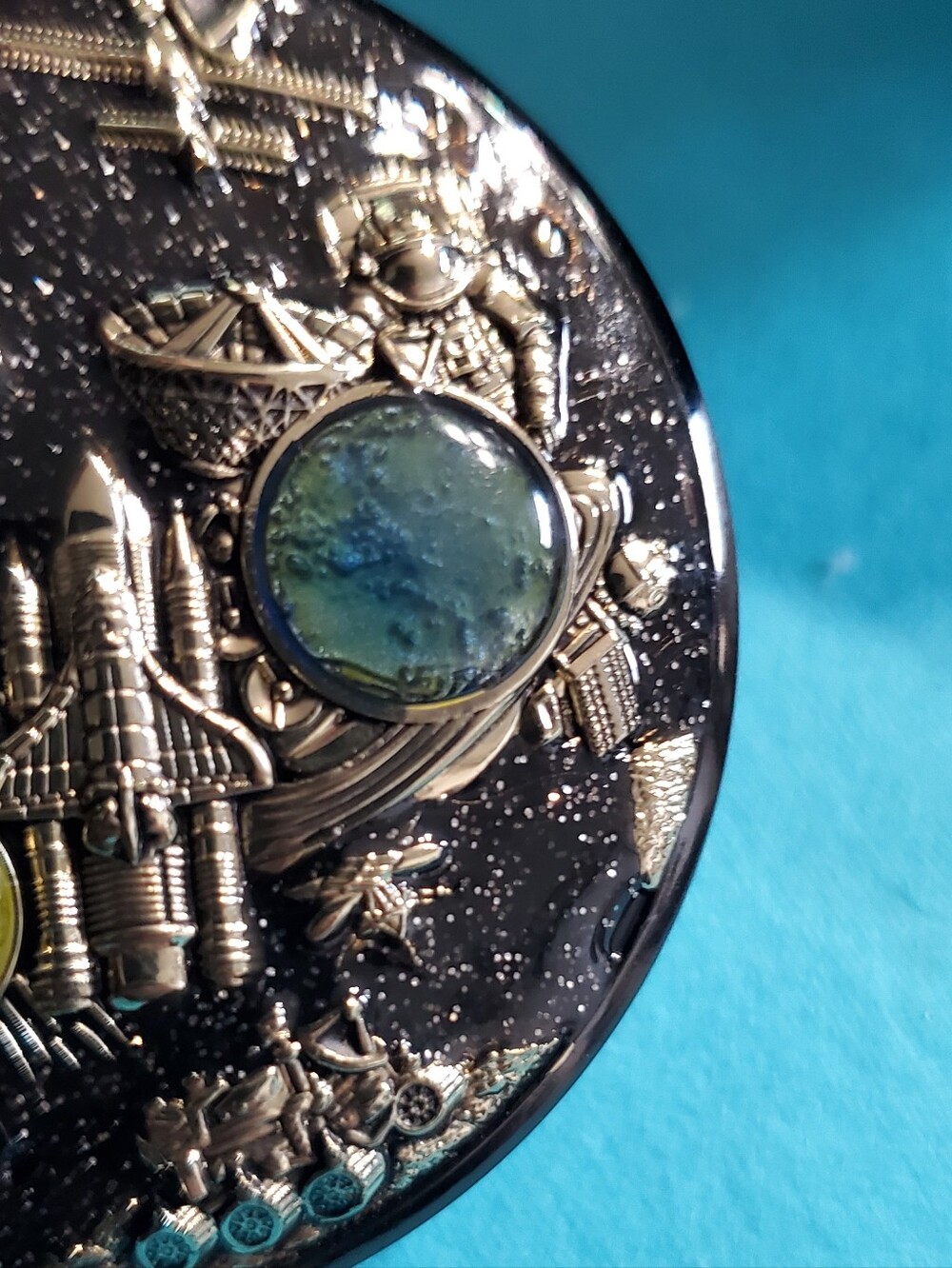 Tribute To Space Exploration Mechanical Musical Skeleton Pocket Watch - Picture 4 of 14